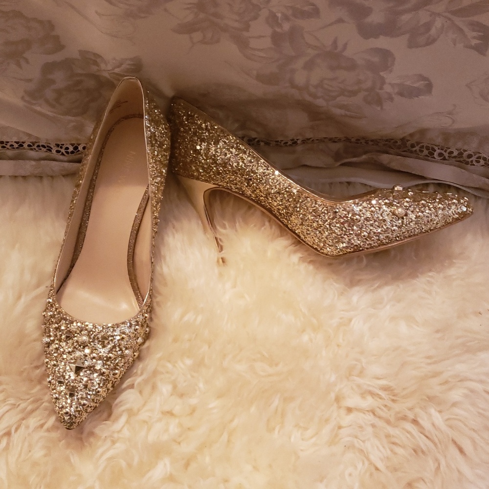 COPY - Gold glitter and studded Nine West heels